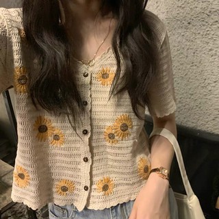 Áo croptop Đan thêu hoa cúc (KÉO SANG ĐỂ XEM ẢNH THẬT VÀ VIDEO SHOP TỰ QUAY NHA)