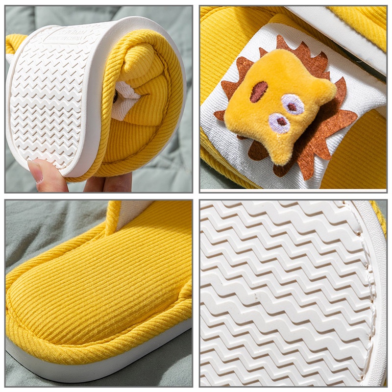 Dép AMILA đi trong nhà vải lanh họa tiết hoạt hình thời trang xuân hè cho bé