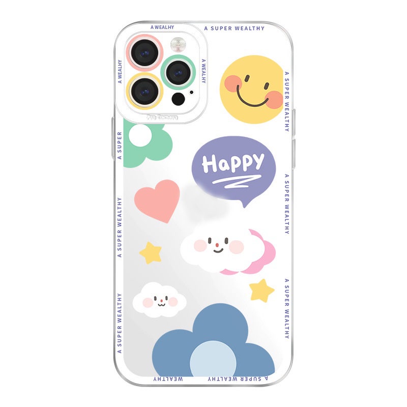 Ốp lưng iphone ốp Điện Thoại Trong Suốt Hình Đám Mây Mặt Cười Cho iPhone 14 13 12 11 PROMAX XS XR XSMAX SE2020