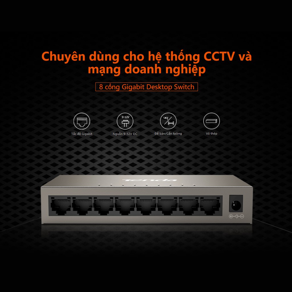 Bộ chia mạng Switch để bàn Tenda TEG1008M 8 cổng Gigabit Ethernet 10/100/1000Mbps