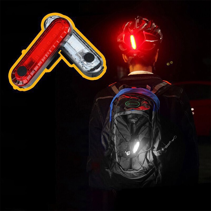 Đèn hậu xe đạp cảnh báo gắn đuôi xe thể thao pin sạc USB 5 bóng Led 7 chế độ nháy siêu sáng chống nước