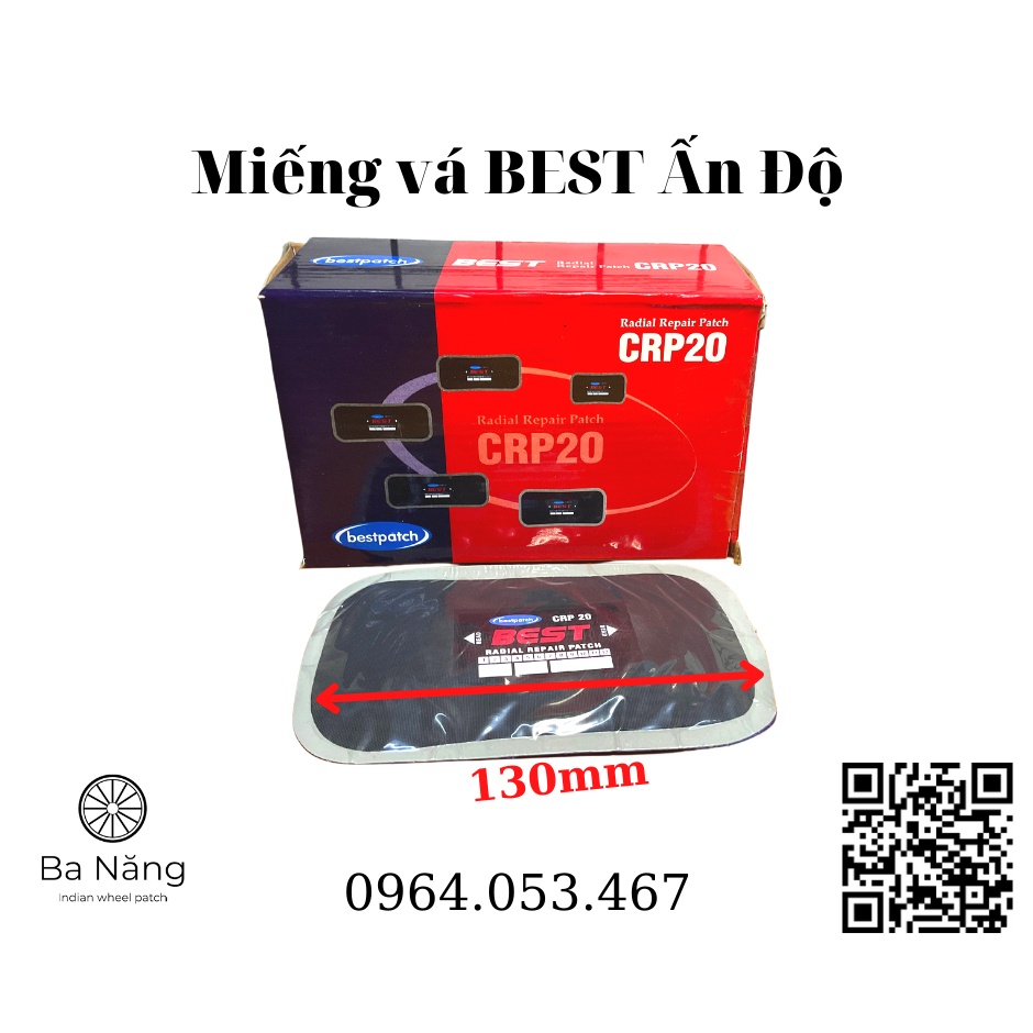 Miếng vá vỏ, vá lốp xe tải, xe oto, máy cày bố kẽm BEST (CRP 20) 130x80mm