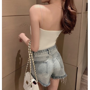 Áo 2 Dây Cotton Croptop Sợi Bún Đệm Nâng Ngực Dáng Ôm Thoáng Mát Freesize <60kg 2S01