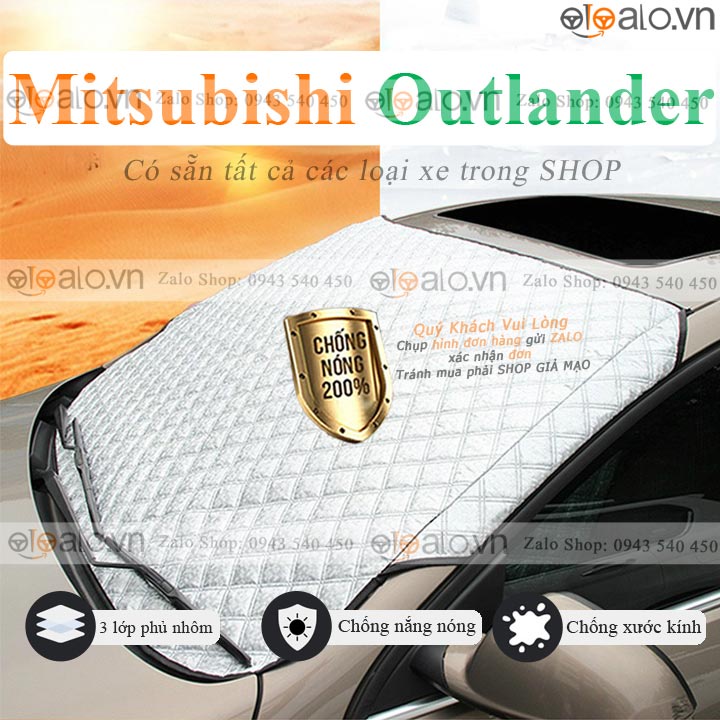 Tấm che nắng kính lái xe Mitsubishi Outlander 3 Lớp Cao Cấp - Màu Bạc - OTOALO