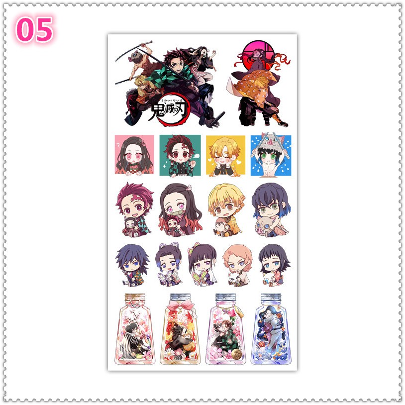 Tờ dán hình xăm tạm thời mini không thấm nước họa tiết Demon Slayer dễ thương