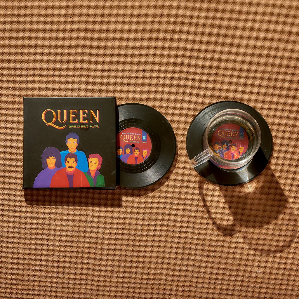 Bộ 2 Lót ly Hình Đĩa Than Album Queen Greatest Hits - CS013