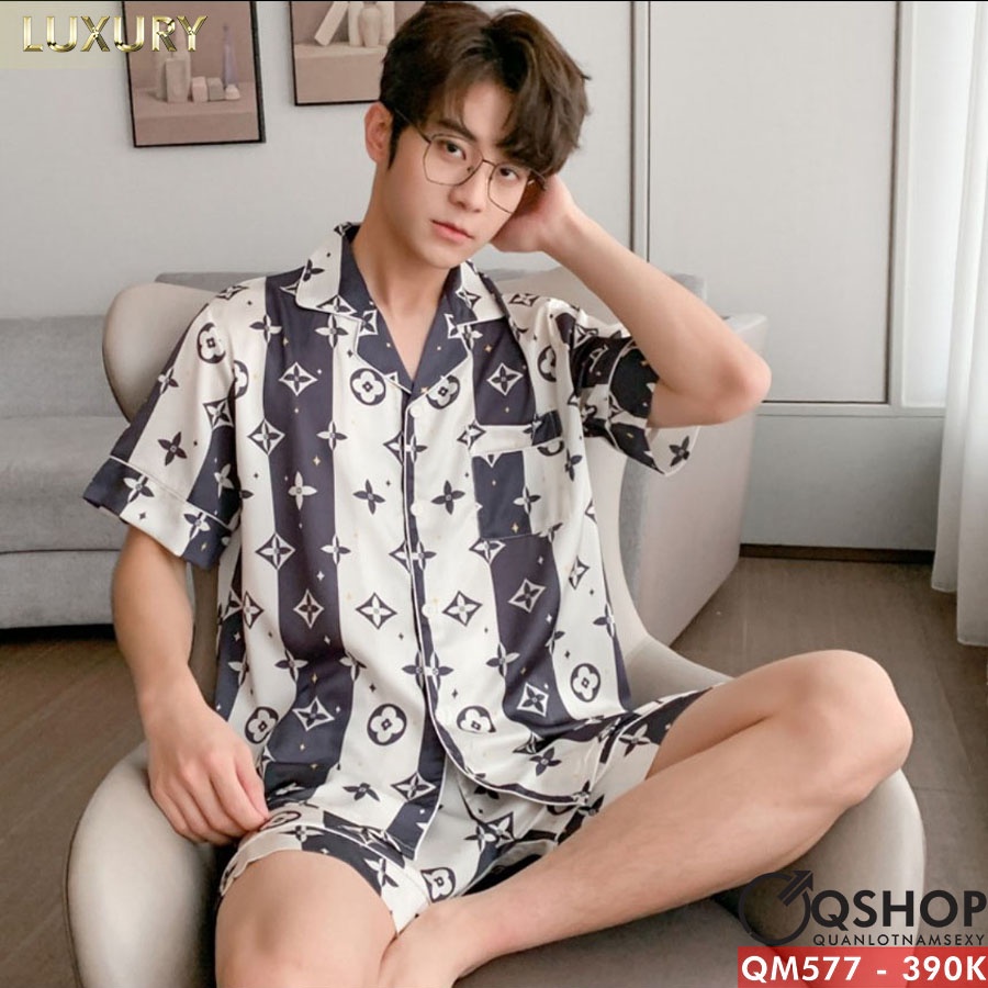 Bộ đồ pijama nam luxury quần ngắn, tay ngắn QSHOP QM575 - QM576 - QM577- QM578 - QM579