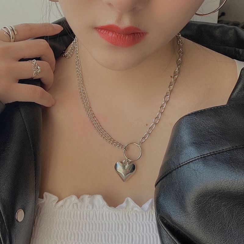 Vòng Cổ Gắn Mặt Hình Trái Tim Cá Tính Phong Cách Hip-Hop