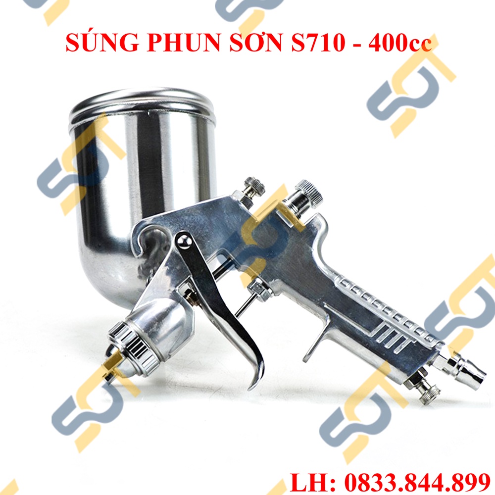 Súng phun sơn cầm tay S710 đầu phun 1.5mm, bình 400cc