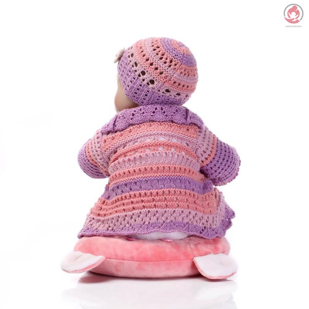 BAG Reborn Baby Doll Girl Silicone Baby Doll Eyes Open With Clothes Hair 16inch 40cm Lifelike Cute Gifts Toy Girl Purple knitwear