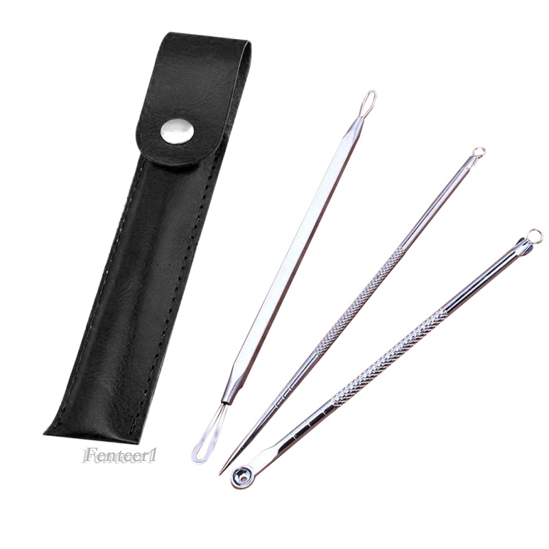 [Fenteer1] Dụng Cụ Nặn Mụn Đầu Đen 3 Phong Cách Hữu Ích Kèm Hộp Đựng