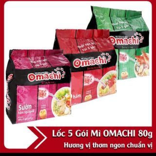 Bịch 5 Gói Mì Tôm Omachi Xốt Bò Hầm - Sườn Hầm - Tôm chua cay 80g date mới