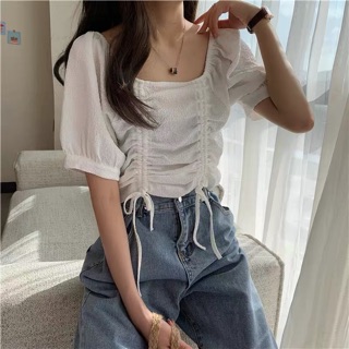 Croptop nhăn dây rút