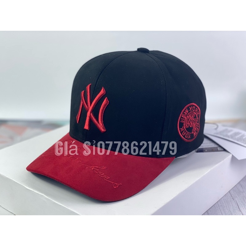 mũ kết lưỡi trai - nón kaki vá da lộn N.Y chữ kí đậm chất thể thao thời trang hàn quốc