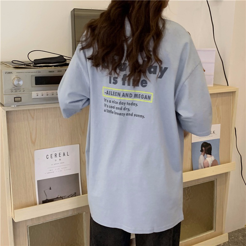 Áo Thun Ngắn Tay Dáng Rộng In Họa Tiết Xinh Xắn Theo Phong Cách Mùa Hè Hàn Quốc Dành Cho Nữ