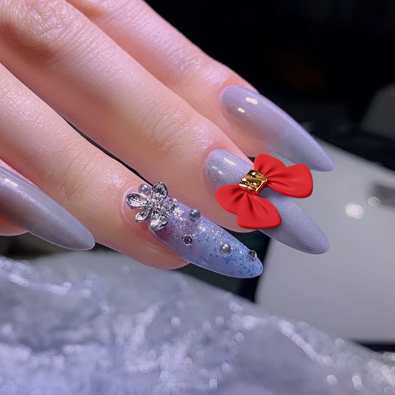 Charm nơ sứ cao cấp, charm nơ đính móng, phụ kiện nơ trang trí móng