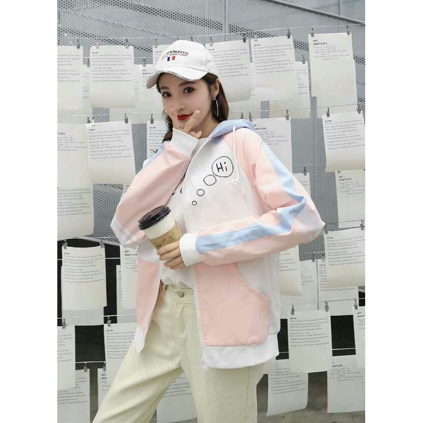 Áo khoác chống nắng nữ dù 2 lớp phối sọc tay Then Talk dễ thương DTP08 - MUA NGAY