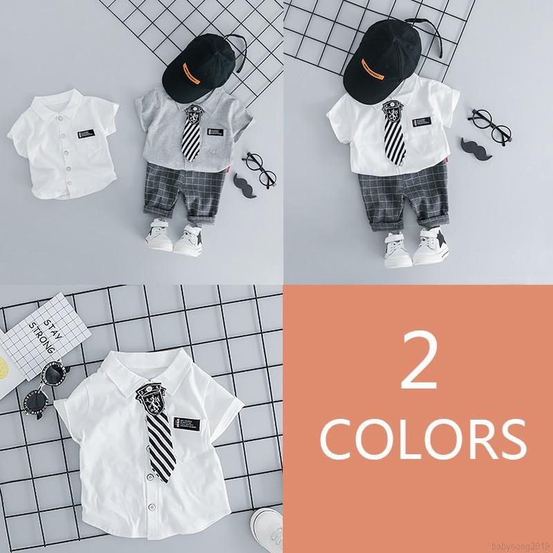Bộ Áo Sơ Mi Kẻ Ô Vuông+Quần Ngắn Cho Bé Trai