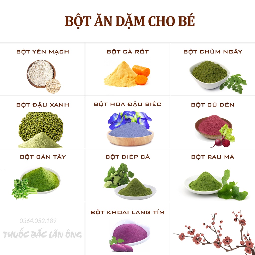 Bột ăn dặm dinh dưỡng cho bé (Bột nấu cháo, tạo hương, mùi vị cho món ăn) - Thuốc Bắc Lãn Ông