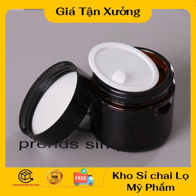 Hũ Chiết Mỹ Phẩm ❤ TRÙM SỈ ❤ Hũ Chiết Kem Thủy Tinh Nâu 50g,100g chiết mỹ phẩm , phụ kiện du lịch