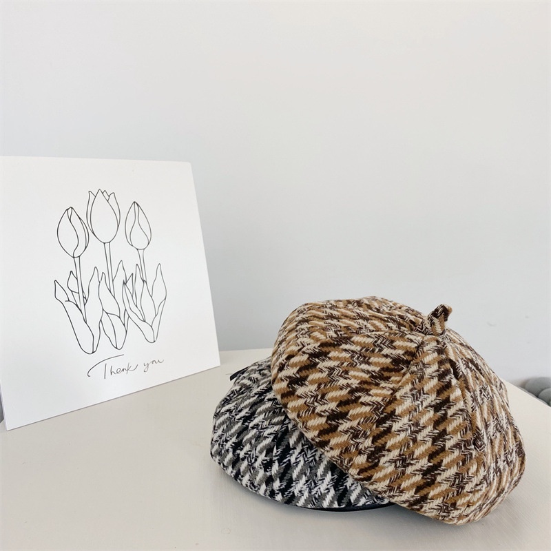 Mũ Beret Dệt Kim Hai Màu Thời Trang Mùa Thu Cho Bé