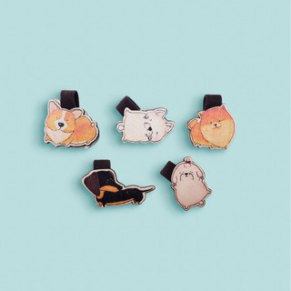 Set 5 Bookmark Gỗ Nam Châm Chó Corgi