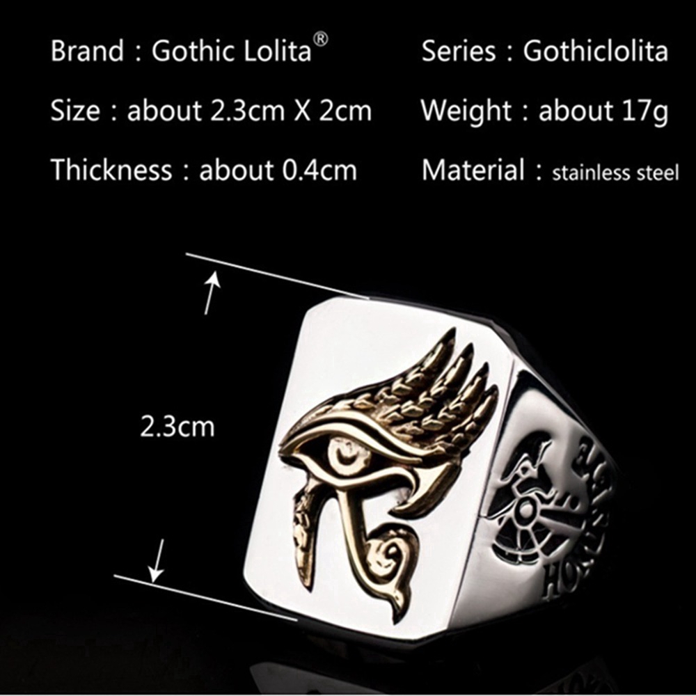 Golden Eye of Horus Fashion Men's Punk Ring Jewelry