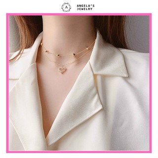 (Hàng có sẵn) Vòng cổ mạ vàng mặt hình trái tim phong cách thanh lịch nhẹ nhàng