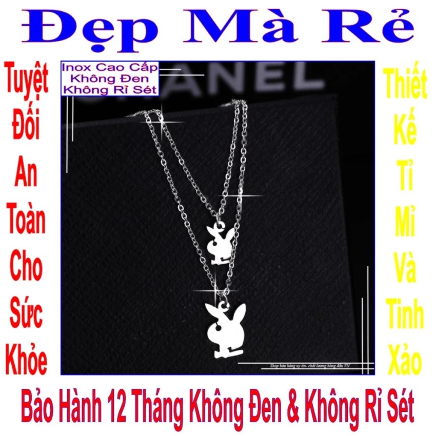 Dây chuyền hai tầng hình con thỏ cho nữ - Cam kết 1 đổi 1 nếu hoen , gỉ sét