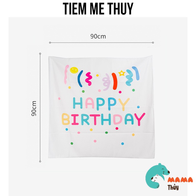 [Mã LIFEXANH03 giảm 10% đơn 500K] Tấm phông nền HAPPY BIRTHDAY trang trí sinh nhật phong cách Hàn Quốc 90x90cm