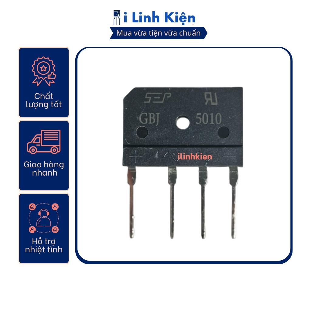 GBJ5010 Diode cầu 50A 1000V chính hãng SEB Đài Loan