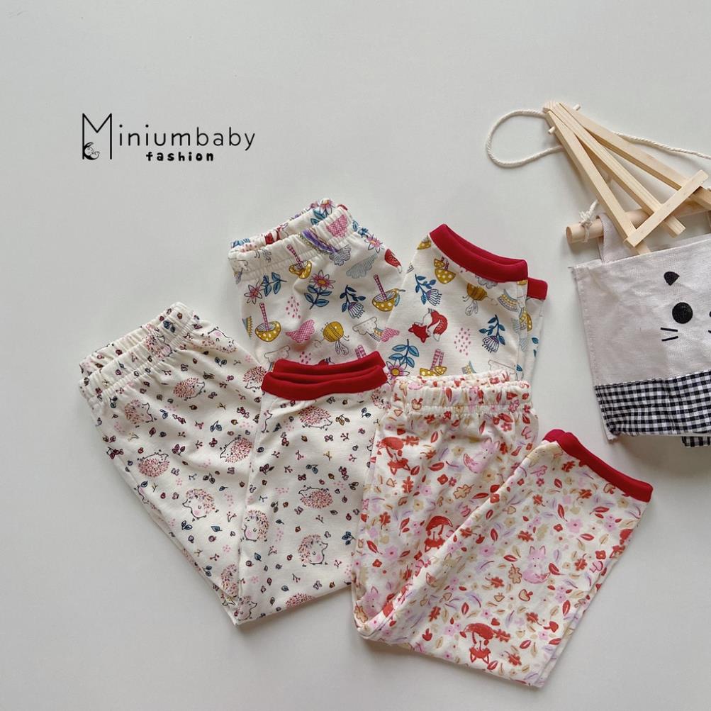 Bộ đồ dài tay quần dài thu đông động vật nhím, cầu vồng cho bé gái chất 100% cotton, quần áo trẻ em MiniumBaby-SB1079