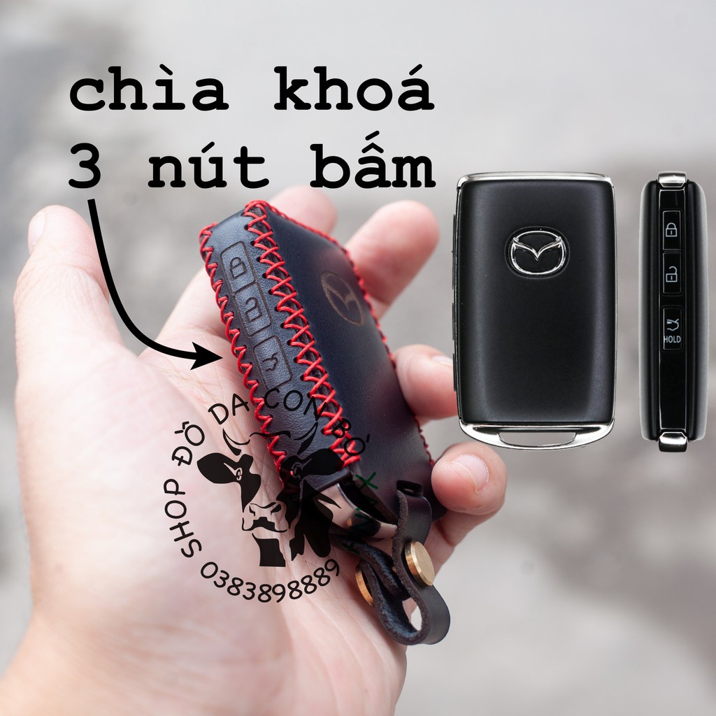 [Xanh navy] Bao da chìa khoá mazda3, CX3, CX30, CX 3, CX 30 2020 2021 handmade da thật 003