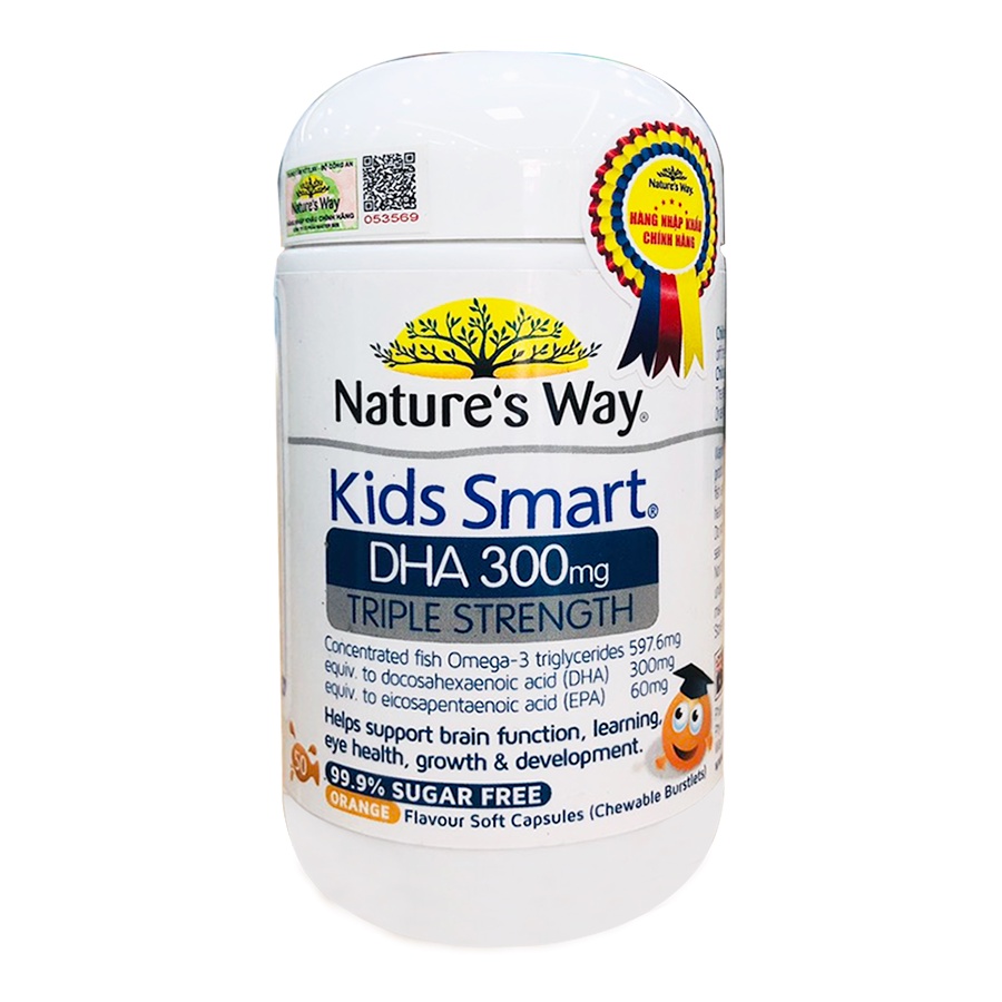 Thực Phẩm Viên Nhai Nature's Way Kids Smart DHA 300mg Triple Strength - Bổ sung DHA cho trẻ