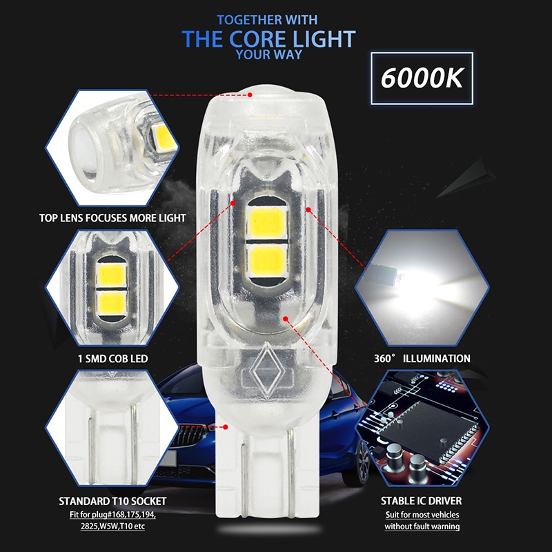 Đèn LED LYMOYO T10 W5W siêu sáng hỗ trợ đọc sách