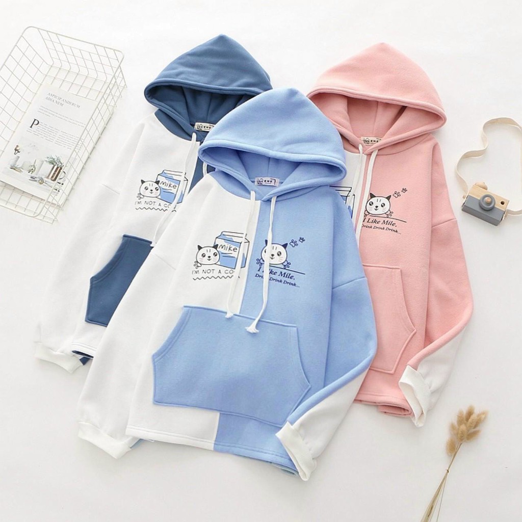 {FREE SHIP} Áo hoodie hình mèo mikelike, chất nỉ cao cấp siêu dễ thương, có 1 size sản phẩm của LASTORE