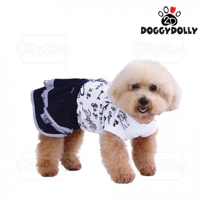 DOGGYDOLLY Dress - Đầm áo thun trắng chữ đen