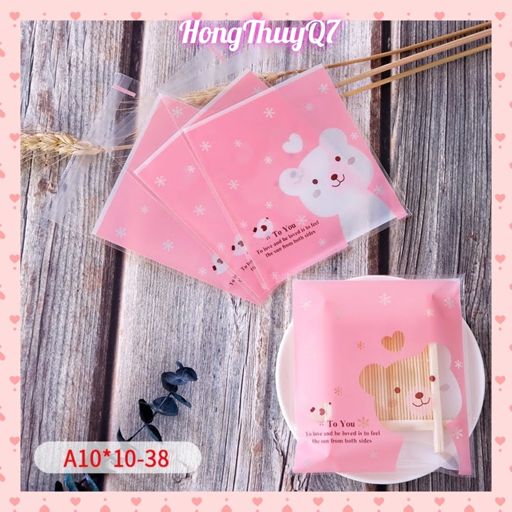 Túi đựng bánh kẹo mỹ phẩm hình Gấu Cute 10x10+3cm, bóng kính bọc thực phẩm, quà lưu niệm, điện tử /10.6./ - HongThuyQ7