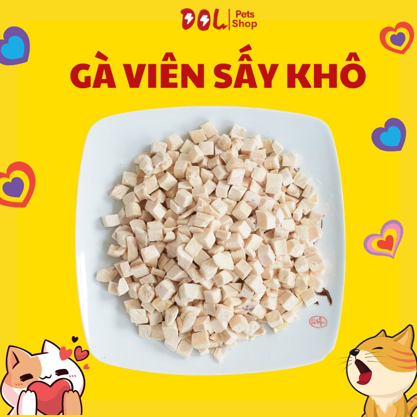 Gà viên sấy khô - ức gà viên sấy khô cho chó mèo