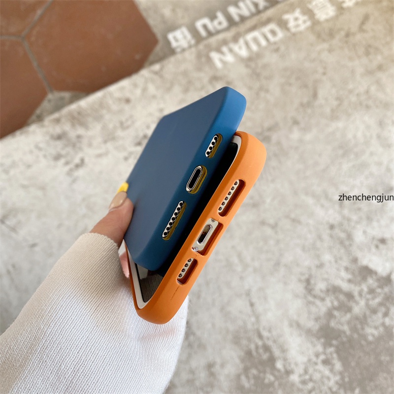 Ốp Điện Thoại Màu Trơn 3 Trong 1 Cho iPhone 13 12 mini 11 Pro Max 6 7 8 plus X