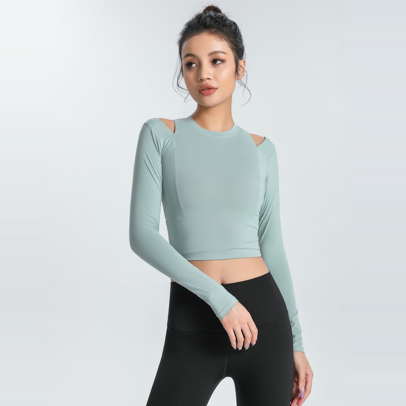 Lululemon    Áo Thun Tay Dài Cổ Tròn Khoét Vai Chất Liệu Co Giãn Mềm Mại Thời Trang Tập yoga Quyến Rũ 1280