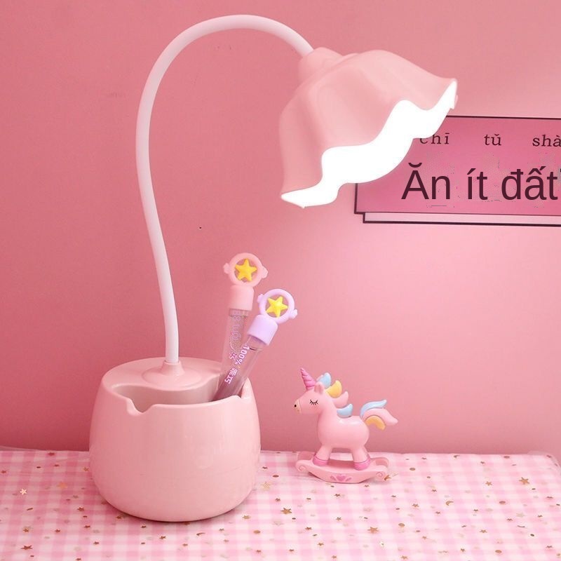đèn bàn led bảo vệ mắt học tập đèn ngủ đèn học có thể sạc lại đèn đầu giường đèn usb cô gái trái tim sinh viên đèn ký tú