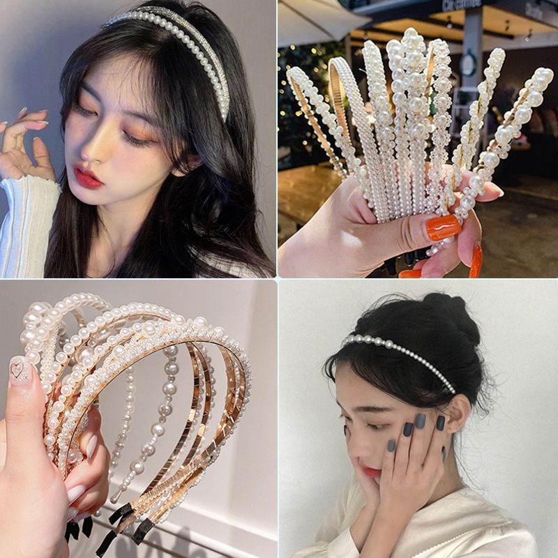 Bờm Tóc Băng Đô Ngọc Cài Tóc Tết Đan hình Hoa Cúc , Đính Đá , Vải , Kẻ Caro Siêu Đẹp