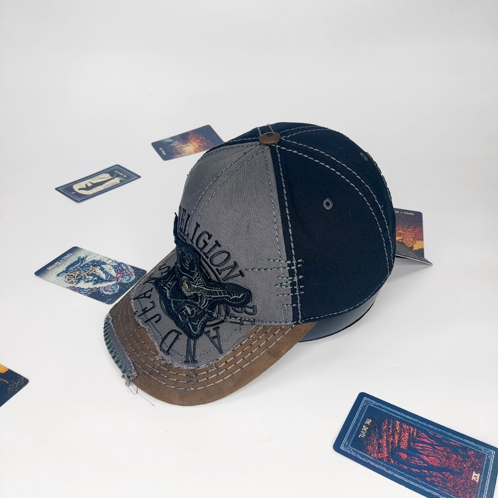 Mũ ông địa , Nón true địa đàng da lộn thêu full phối màu cực đẹp