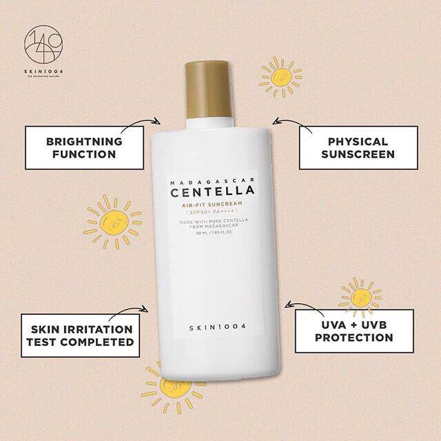 Kem chống nắng rau má cho da nhạy cảm Skin 1004 Madagascar Centella Air-fit Suncream SPF50+PA++++