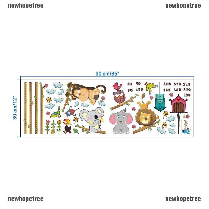 Miếng Dán Tường Hình Động Vật Đo Chiều Cao Cho Bé