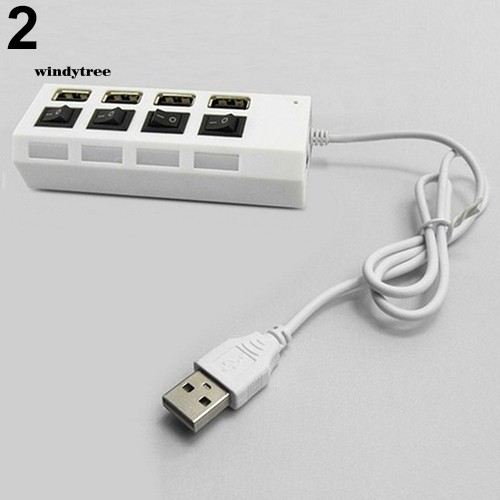 WDTE 4 Port Hub High Speed USB 2.0 ON OFF Switch Indicator Light Splitter Adapter