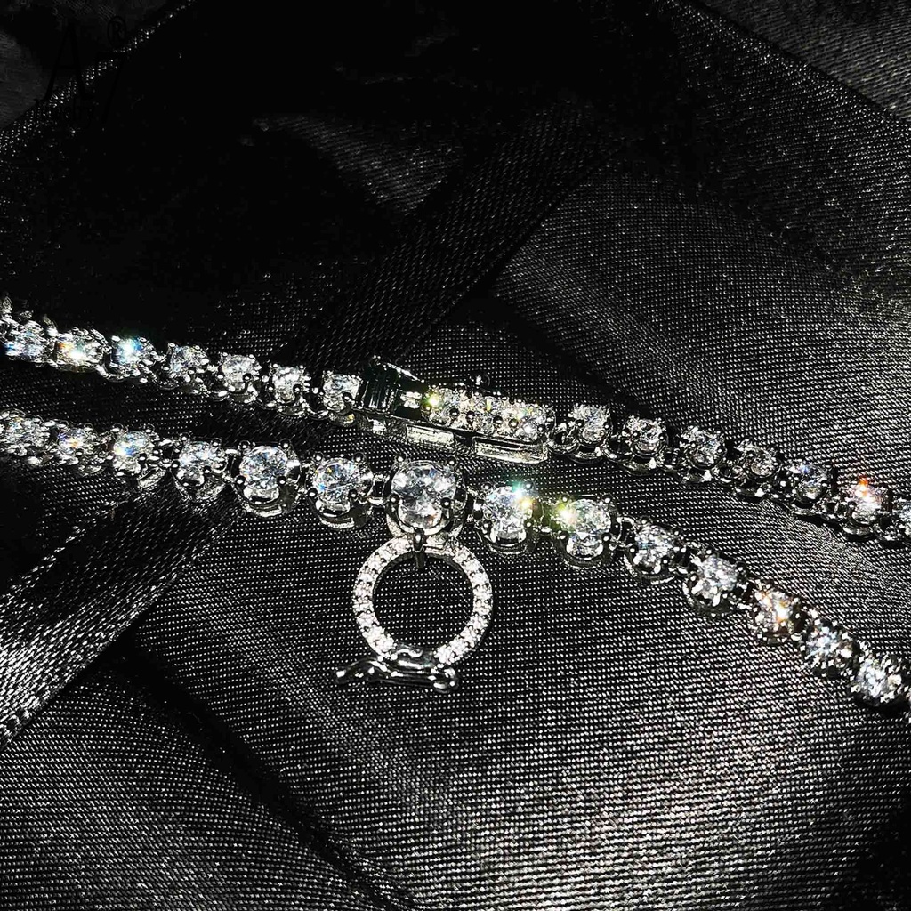 Vòng cổ Moissanite mạ vàng trắng 18K