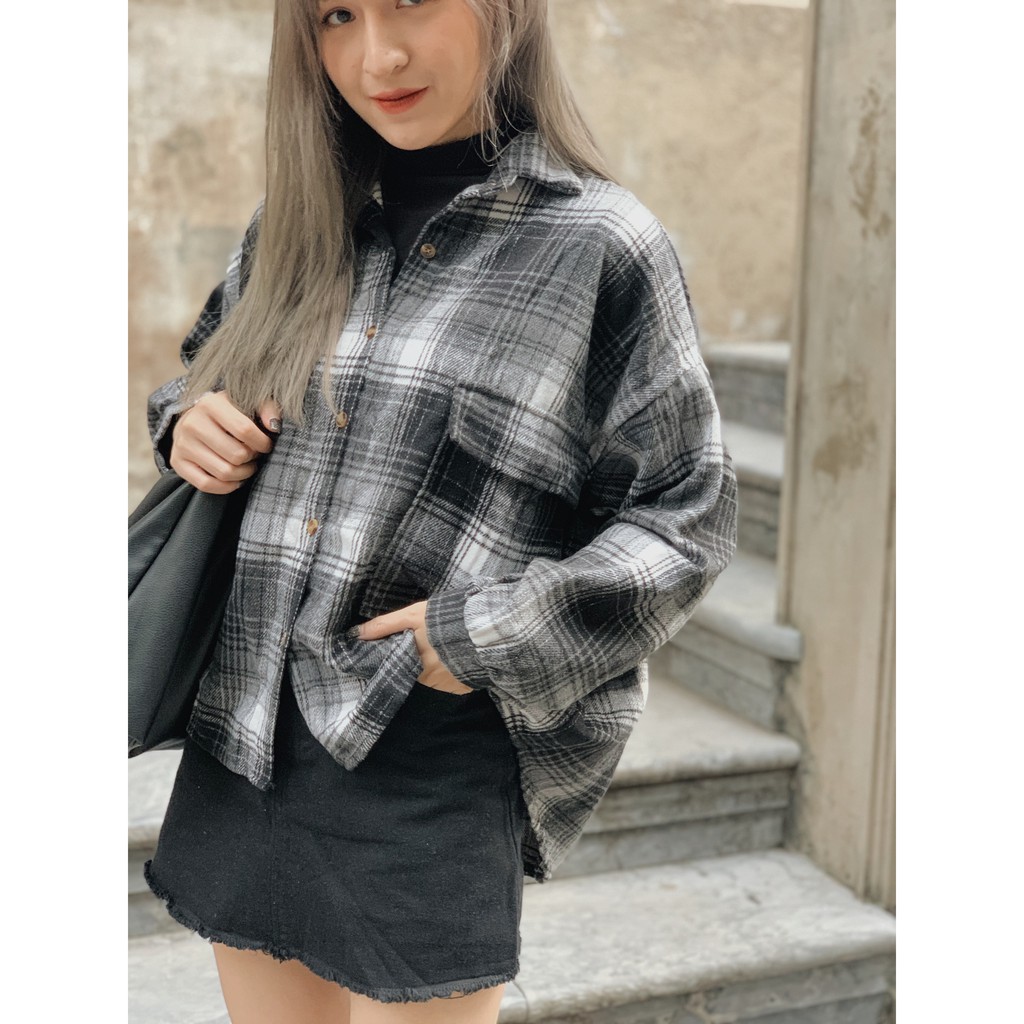 [Mã WASKT304 giảm 15% tối đa 30K đơn 99K] Áo sơ mi kẻ túi ngực SA398 1994closet | BigBuy360 - bigbuy360.vn