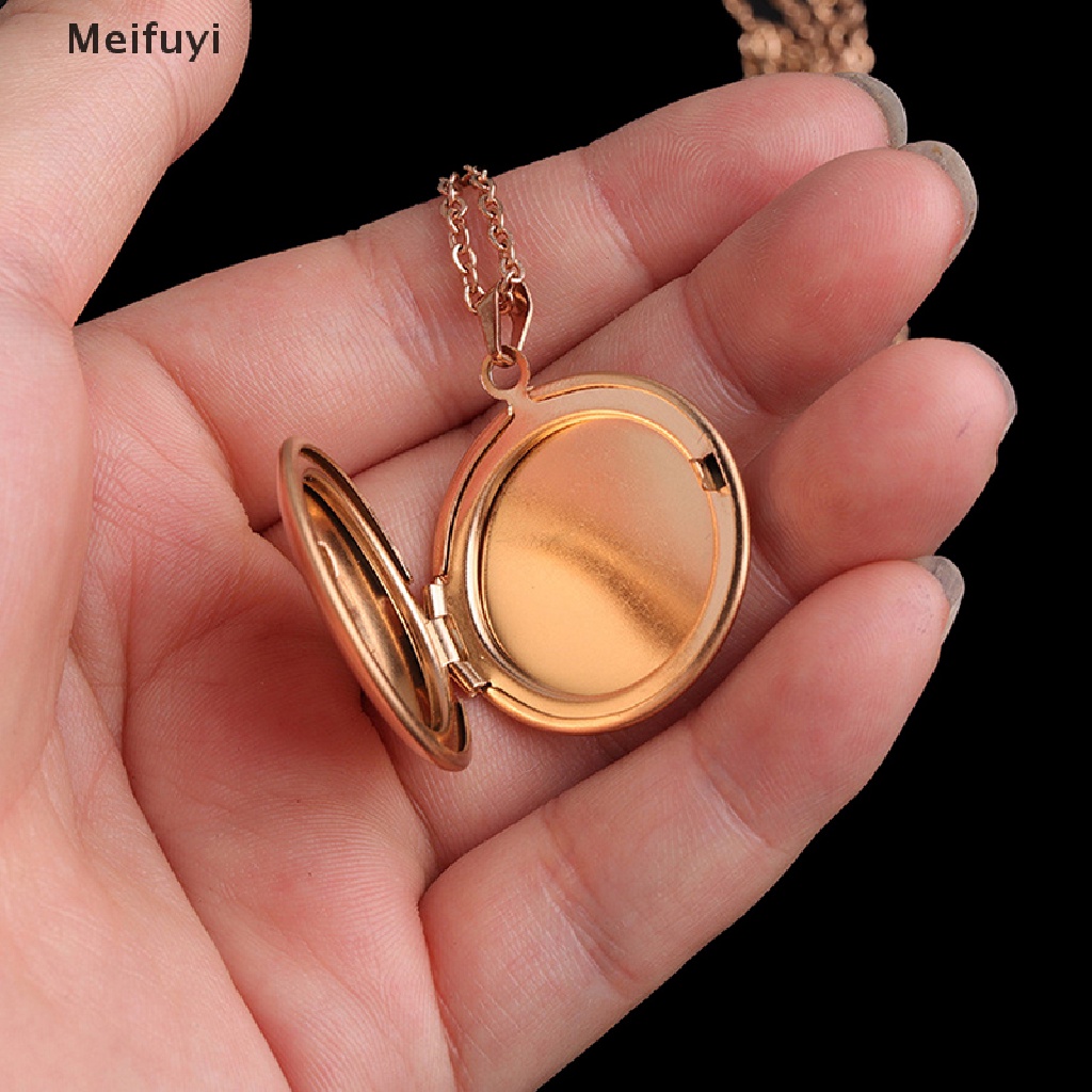 [Meifuyi] Stainless Steel Photo Locket Necklace 3 Colors Open Round Pendant Necklaces COD